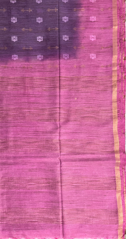 Ks 243 - Pink & Purple Dual-Tone Saree with Subtle Motifs & Elegant Border