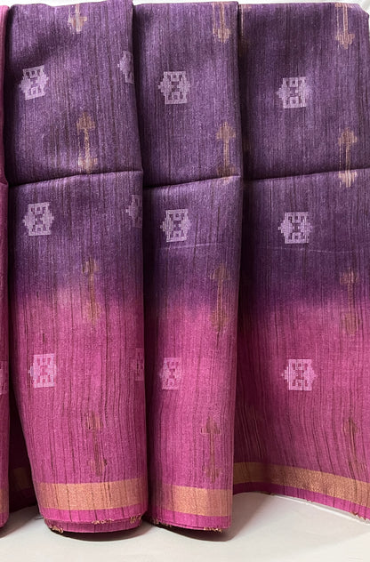 Ks 243 - Pink & Purple Dual-Tone Saree with Subtle Motifs & Elegant Border