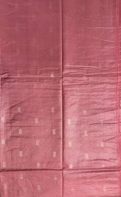 Ks 225 - Elegant Rose Pink Textured Saree with Subtle Motifs