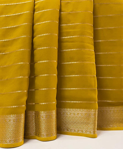 Ks 199 - Mustard Yellow Zari Border Saree