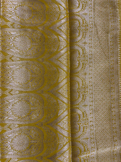 Ks 199 - Mustard Yellow Zari Border Saree