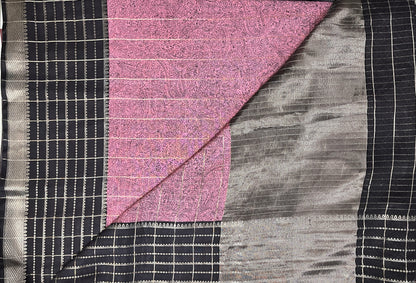 Ks 185 - Pink Printed Saree with Elegant Black Border