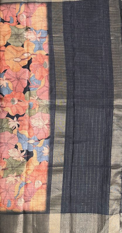 KS 139 - Elegant Black Floral Designer Saree