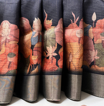 KS 139 - Elegant Black Floral Designer Saree