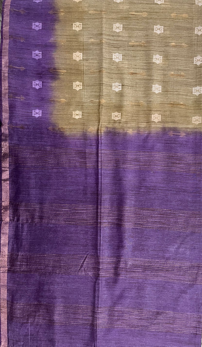 Ks 244 - Dual-Tone Purple & Olive silk blended cotton Saree