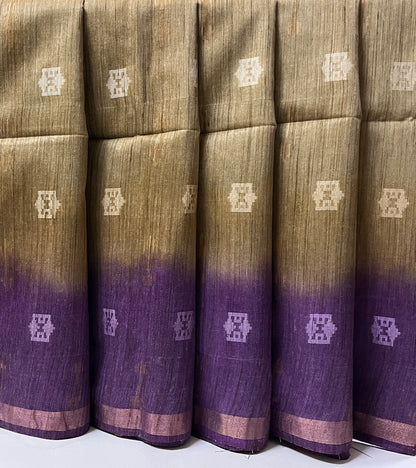 Ks 244 - Dual-Tone Purple & Olive silk blended cotton Saree