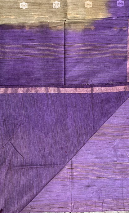 Ks 244 - Dual-Tone Purple & Olive silk blended cotton Saree
