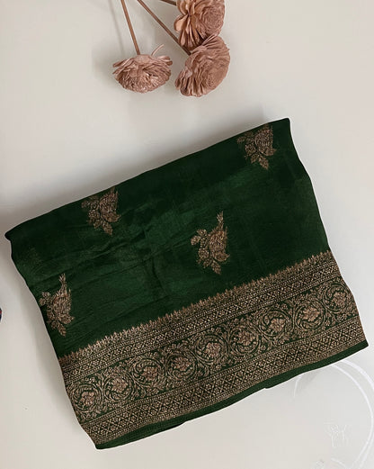 Ks 210 - Regal Emerald Green Zari Woven Saree