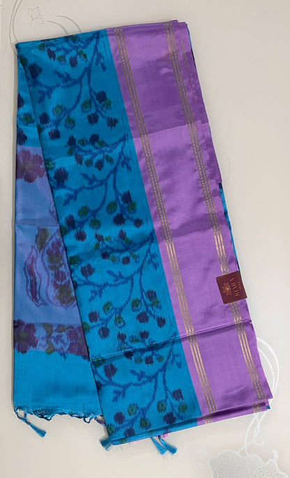 Ks 194 - Peacock Blue & Lavender Elegance Saree