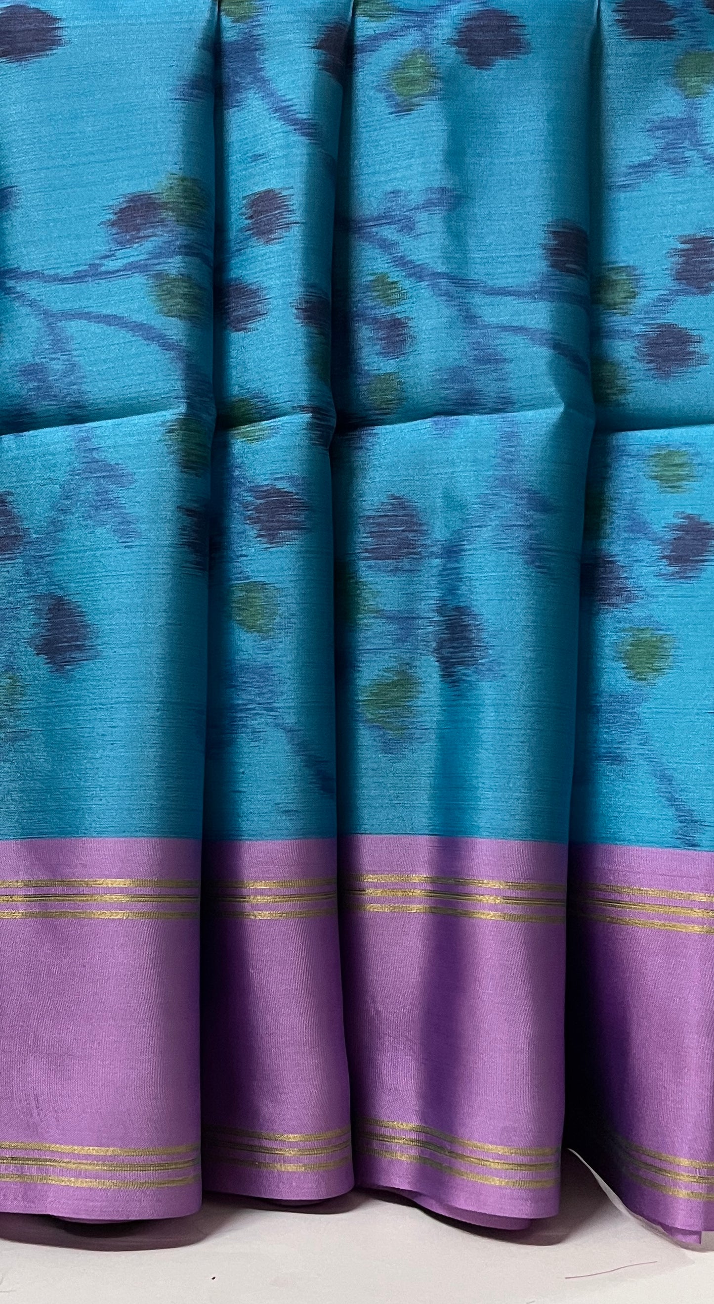 Ks 194 - Peacock Blue & Lavender Elegance Saree