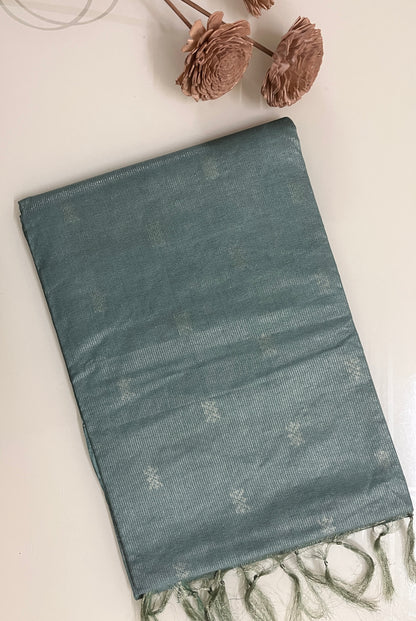 Ks 226 - Sage Green Minimal Weave Saree