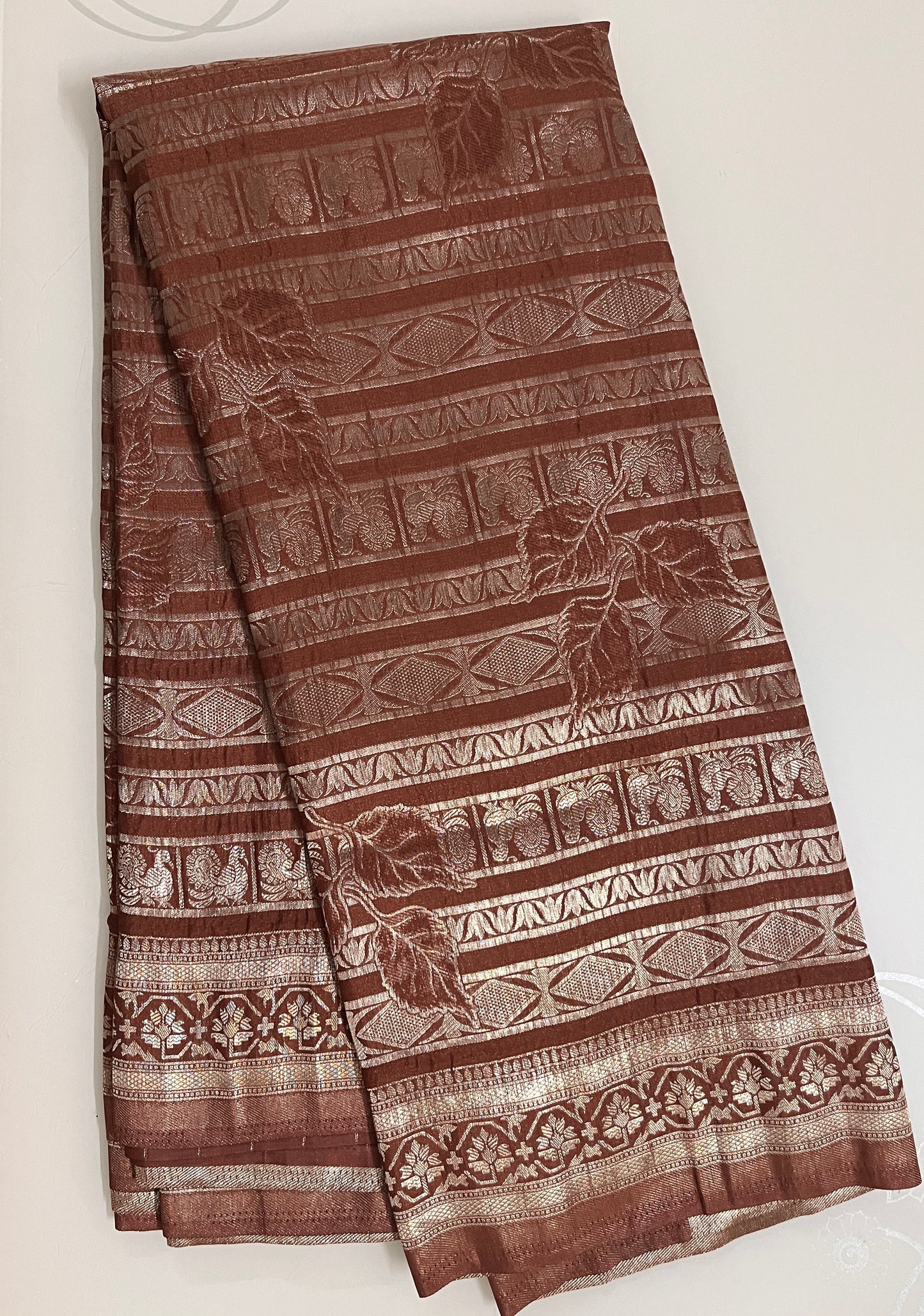 Ks 224 - Copper Brown Zari Woven Saree