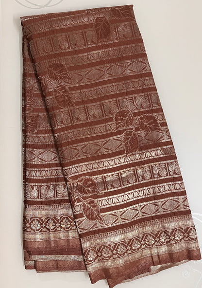 Ks 224 - Copper Brown Zari Woven Saree