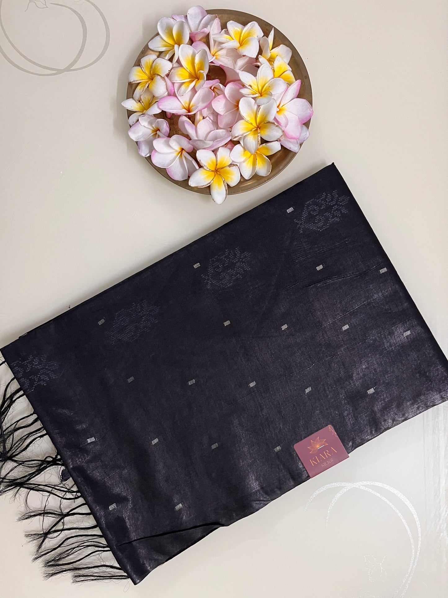 Ks 242 - Elegant Black Woven Butta Saree