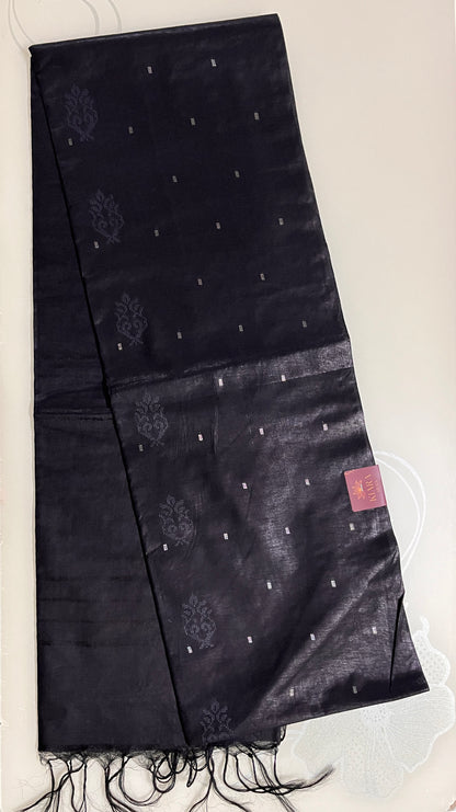 Ks 242 - Elegant Black Woven Butta Saree