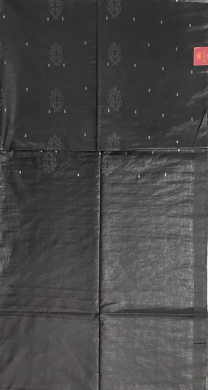 Ks 242 - Elegant Black Woven Butta Saree