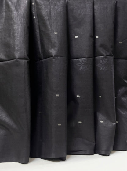 Ks 242 - Elegant Black Woven Butta Saree