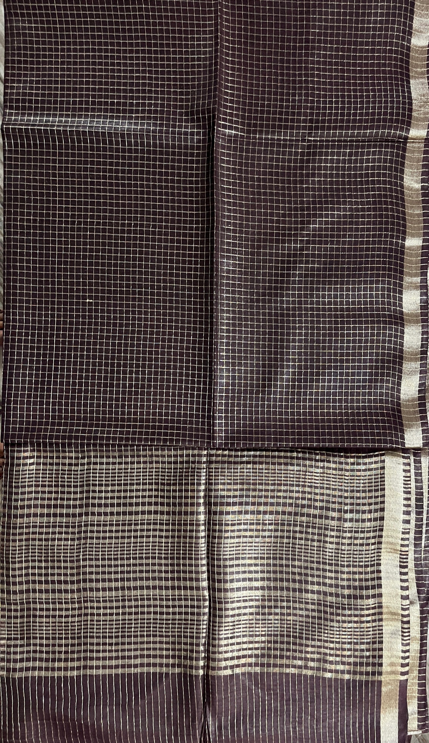 Ks 178 - Rich deep plum brown silk blended saree