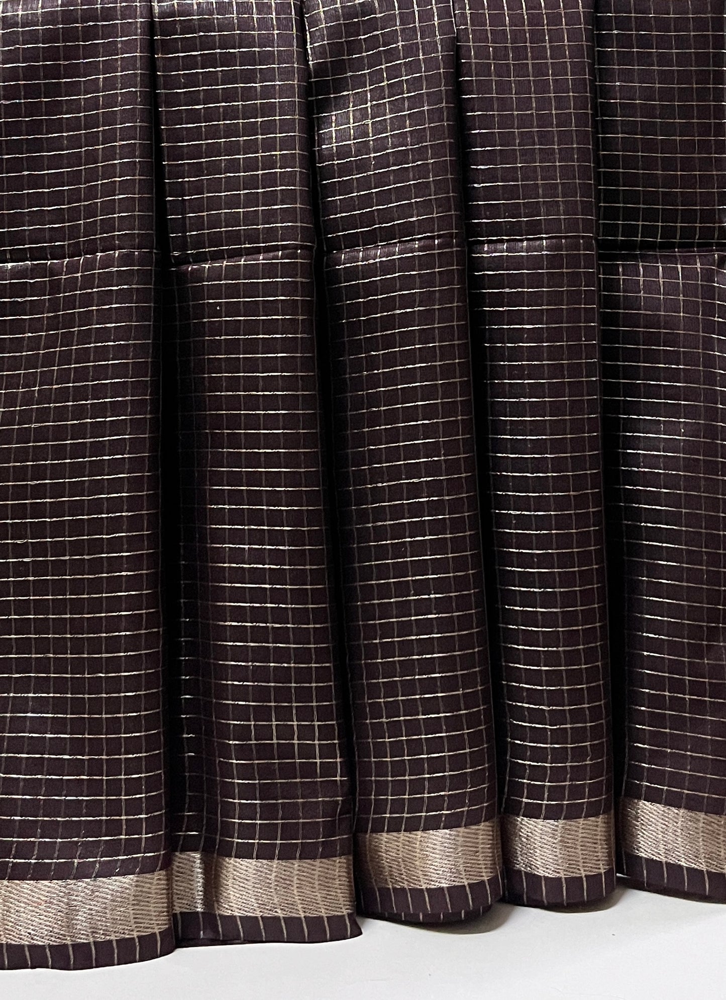 Ks 178 - Rich deep plum brown silk blended saree