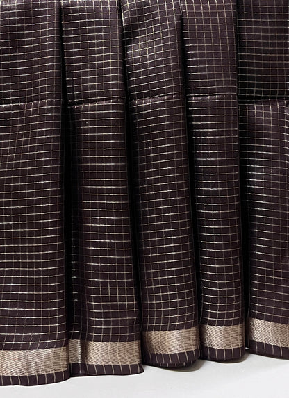 Ks 178 - Rich deep plum brown silk blended saree