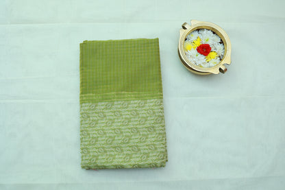 KS72 - Pale Green Fancy cotton saree