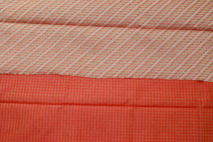 KS96 - Rust red handwoven cotton saree