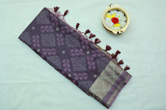 KS84 - Deep purple Semi Tussar Sarees