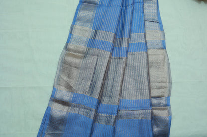KS90 - Dual tone cool blue and silver raw silk