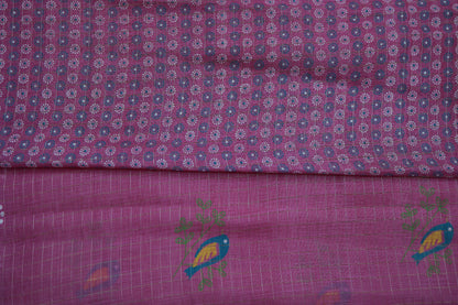 KS94 - Deep pink handwoven linen saree