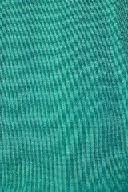 KS70 - Teal Green Handloom Cotton Saree with Subtle Striped Weave