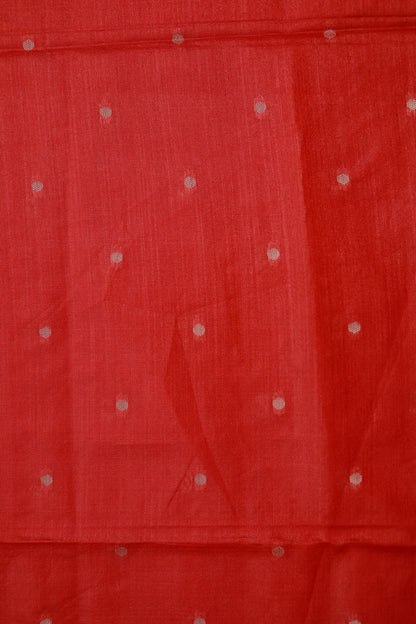 KS71 - Red Silk Cotton Saree with Colorful Floral and Parrot Motifs