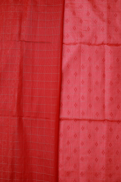 KS85 - Pinkish red with chilli red pallu Semi Tussar Sarees