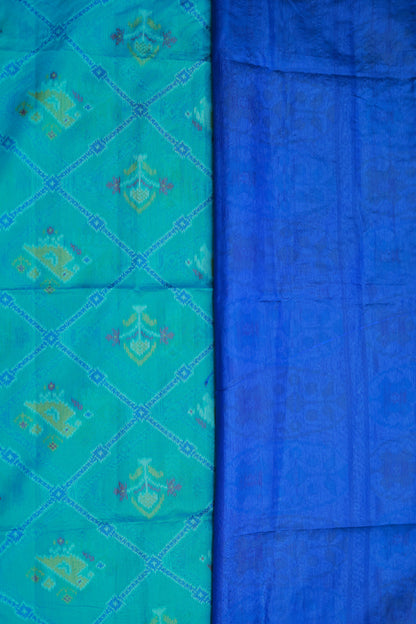 KS87 -A rich  teal or turquoise blue base Pochampally Ikat sarees