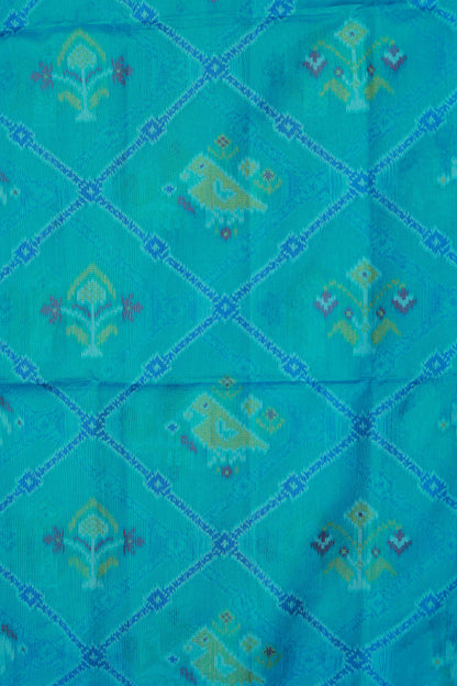 KS87 -A rich  teal or turquoise blue base Pochampally Ikat sarees