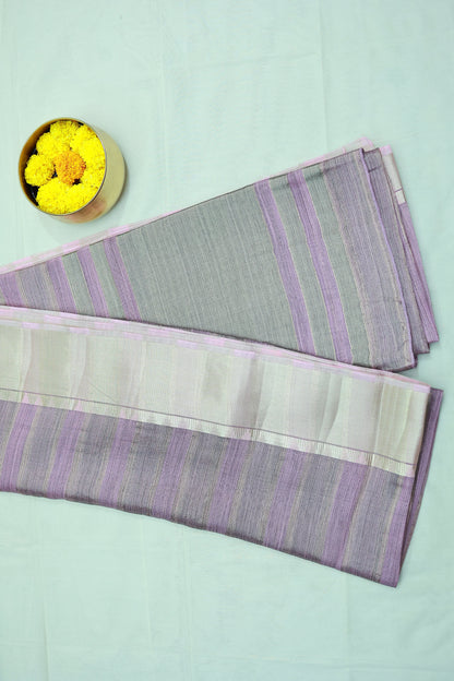 KS92 - Baby pink with silver border raw silk