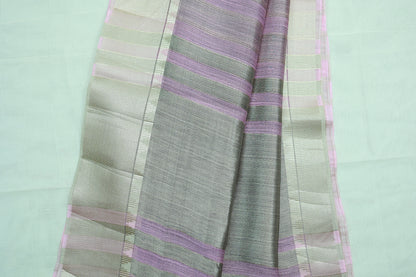 KS92 - Baby pink with silver border raw silk