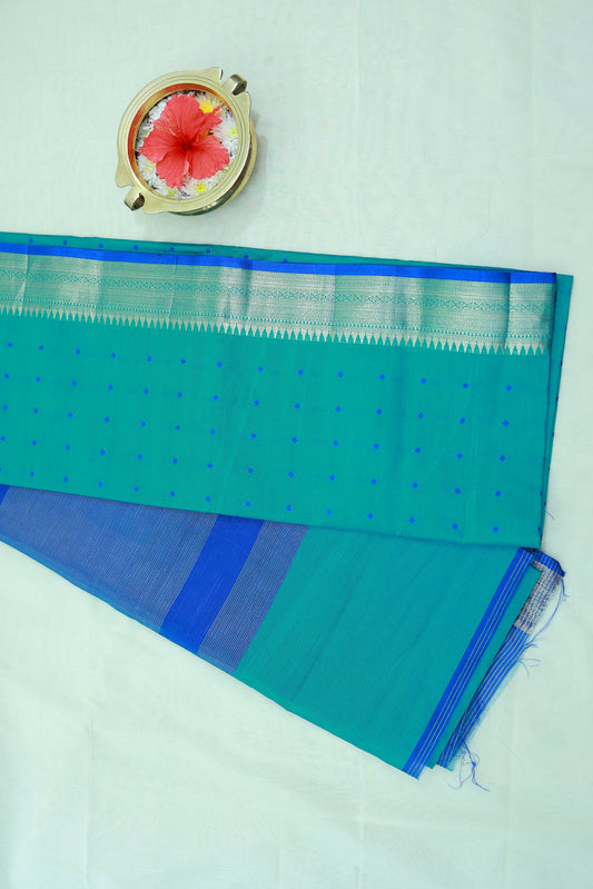 KS73 - Aqua and royal blue Semi Tussar Sarees
