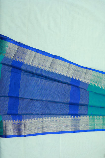 KS73 - Aqua and royal blue Semi Tussar Sarees