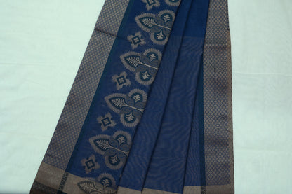 KS78 - Meenakari Deep Blue Fancy Cotton saree