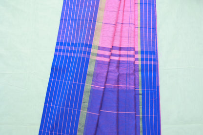 KS52 - Pink and royal blue silk blended cotton