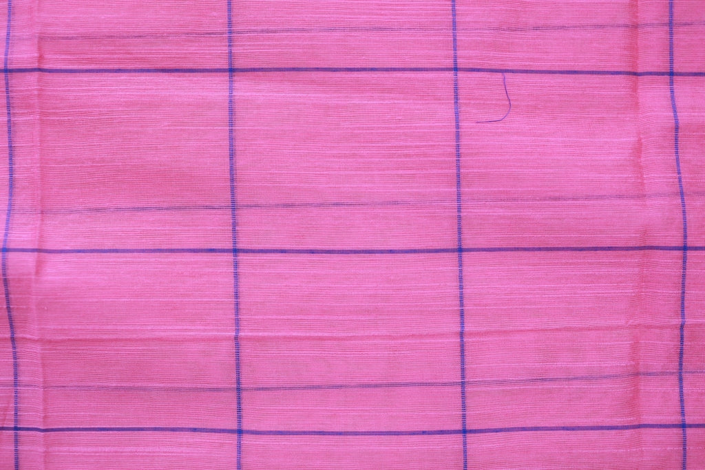 KS52 - Pink and royal blue silk blended cotton