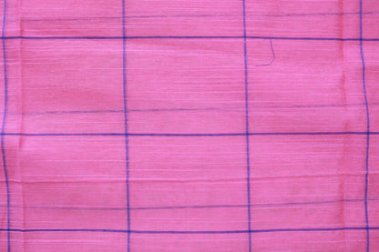 KS52 - Pink and royal blue silk blended cotton