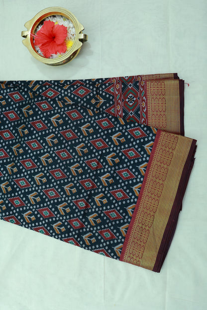 KS56 - Deep blue base multicolor saree
