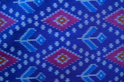 KS48 - Deep blue base multicolor saree