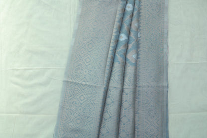 KS49 - Grayish blue silk blended saree