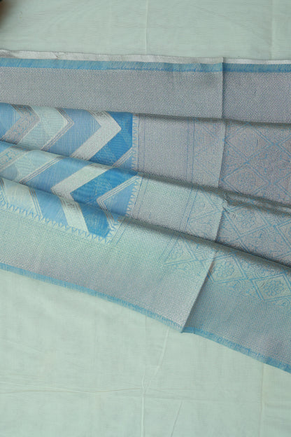 KS47 - Ice blue silk blended saree