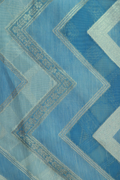 KS47 - Ice blue silk blended saree
