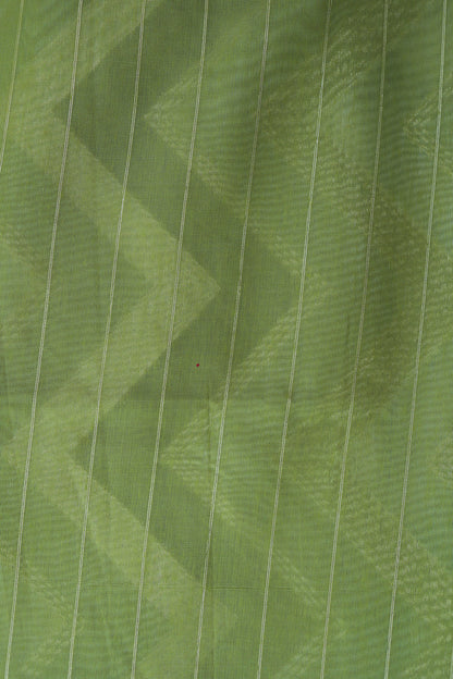 KS45 - Moss Green and White textured silk blended saree