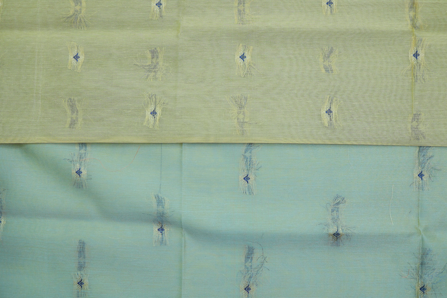 KS27 - Pastel blue and yellow silk cotton saree