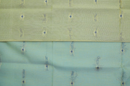 KS27 - Pastel blue and yellow silk cotton saree